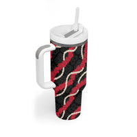 Aloha Ula'ula Hibiscus Pikake Lei Tumbler With Handle Hawaiian Quilt Pattern