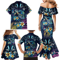 Plumeria Turtles Traditional Tribal Family Matching Mermaid Dress and Hawaiian Shirt LT9 - Polynesian Pride