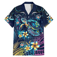 Plumeria Turtles Traditional Tribal Family Matching Mermaid Dress and Hawaiian Shirt LT9 Dad's Shirt - Short Sleeve Black - Polynesian Pride