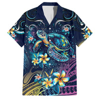 Plumeria Turtles Traditional Tribal Family Matching Summer Maxi Dress and Hawaiian Shirt LT9 Dad's Shirt - Short Sleeve Black - Polynesian Pride