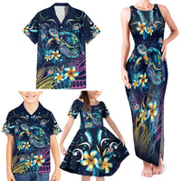 Plumeria Turtles Traditional Tribal Family Matching Tank Maxi Dress and Hawaiian Shirt LT9 - Polynesian Pride