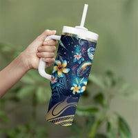 Plumeria Turtles Traditional Tribal Tumbler With Handle LT9 - Polynesian Pride