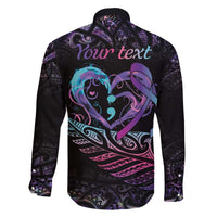 Personalised Your Life Matters Family Matching Off The Shoulder Long Sleeve Dress and Hawaiian Shirt Suicide Prevention Awareness Semicolon Heart LT9 - Polynesian Pride