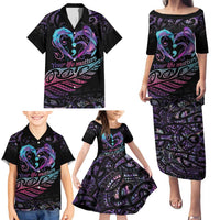 Personalised Your Life Matters Family Matching Puletasi and Hawaiian Shirt Suicide Prevention Awareness Semicolon Heart LT9 - Polynesian Pride