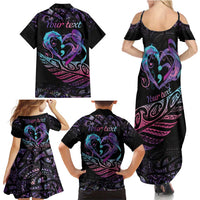 Personalised Your Life Matters Family Matching Summer Maxi Dress and Hawaiian Shirt Suicide Prevention Awareness Semicolon Heart LT9 - Polynesian Pride