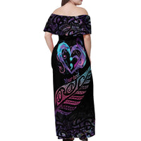 Personalised Your Life Matters Off Shoulder Maxi Dress Suicide Prevention Awareness Semicolon Heart LT9 - Polynesian Pride
