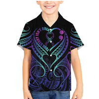 Personalised Your Story Isn't Over Family Matching Mermaid Dress and Hawaiian Shirt Suicide Prevention Awareness Semicolon Heart LT9 Son's Shirt Black - Polynesian Pride