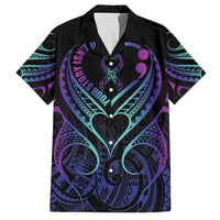 Personalised Your Story Isn't Over Family Matching Summer Maxi Dress and Hawaiian Shirt Suicide Prevention Awareness Semicolon Heart LT9 Dad's Shirt - Short Sleeve Black - Polynesian Pride