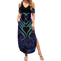 Personalised Your Story Isn't Over Family Matching Summer Maxi Dress and Hawaiian Shirt Suicide Prevention Awareness Semicolon Heart LT9 Mom's Dress Black - Polynesian Pride