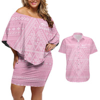 Custom New Zealand Basketball Indigenous Couples Matching Off Shoulder Short Dress and Hawaiian Shirt - Polynesian Pride