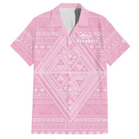 Custom New Zealand Basketball Indigenous Family Matching Off The Shoulder Long Sleeve Dress and Hawaiian Shirt LT9 Dad's Shirt - Short Sleeve Pink - Polynesian Pride