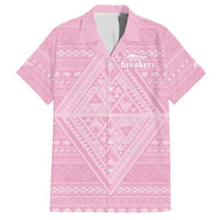 Custom New Zealand Basketball Indigenous Family Matching Off Shoulder Maxi Dress and Hawaiian Shirt LT9 Dad's Shirt - Short Sleeve Pink - Polynesian Pride