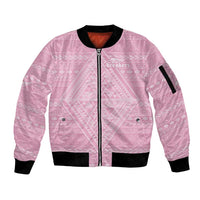 Custom New Zealand Basketball Indigenous Sleeve Zip Bomber Jacket LT9 Unisex Pink - Polynesian Pride