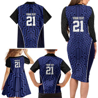 Custom Basketball New Zealand Family Matching Long Sleeve Bodycon Dress and Hawaiian Shirt Blue Maori Ta Moko Indigenous LT9 - Polynesian Pride
