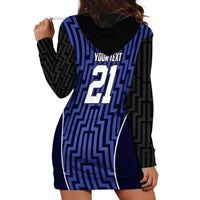 Custom Basketball New Zealand Hoodie Dress Blue Maori Ta Moko Indigenous LT9 - Polynesian Pride