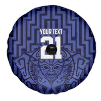 Custom Basketball New Zealand Spare Tire Cover Blue Maori Ta Moko Indigenous - Polynesian Pride