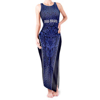 Custom Basketball New Zealand Tank Maxi Dress Blue Maori Ta Moko Indigenous - Polynesian Pride