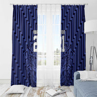 Custom Basketball New Zealand Window Curtain Blue Maori Ta Moko Indigenous - Polynesian Pride