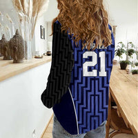 Custom Basketball New Zealand Women Casual Shirt Blue Maori Ta Moko Indigenous LT9 - Polynesian Pride