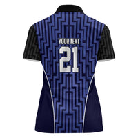 Custom Basketball New Zealand Women Polo Shirt Blue Maori Ta Moko Indigenous LT9 - Polynesian Pride