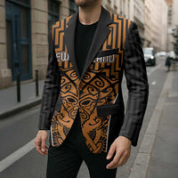 Custom Basketball New Zealand Blazer Gold Maori Ta Moko Indigenous - Polynesian Pride