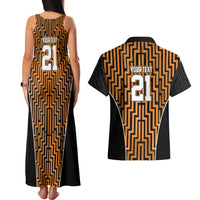 Custom Basketball New Zealand Couples Matching Tank Maxi Dress and Hawaiian Shirt Gold Maori Ta Moko Indigenous LT9 - Polynesian Pride