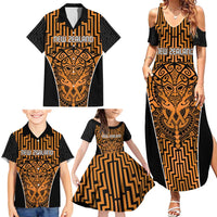 Custom Basketball New Zealand Family Matching Summer Maxi Dress and Hawaiian Shirt Gold Maori Ta Moko Indigenous LT9 - Polynesian Pride