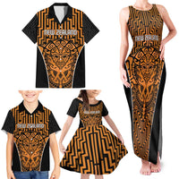Custom Basketball New Zealand Family Matching Tank Maxi Dress and Hawaiian Shirt Gold Maori Ta Moko Indigenous LT9 - Polynesian Pride