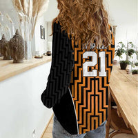 Custom Basketball New Zealand Women Casual Shirt Gold Maori Ta Moko Indigenous LT9 - Polynesian Pride