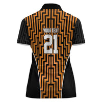 Custom Basketball New Zealand Women Polo Shirt Gold Maori Ta Moko Indigenous LT9 - Polynesian Pride