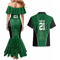 Custom Basketball New Zealand Couples Matching Mermaid Dress and Hawaiian Shirt Green Maori Ta Moko Indigenous LT9 - Polynesian Pride