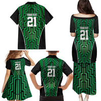Custom Basketball New Zealand Family Matching Puletasi and Hawaiian Shirt Green Maori Ta Moko Indigenous LT9 - Polynesian Pride