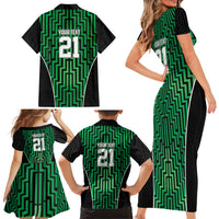 Custom Basketball New Zealand Family Matching Short Sleeve Bodycon Dress and Hawaiian Shirt Green Maori Ta Moko Indigenous LT9 - Polynesian Pride