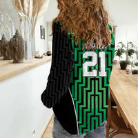 Custom Basketball New Zealand Women Casual Shirt Green Maori Ta Moko Indigenous LT9 - Polynesian Pride