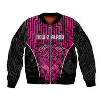 Custom Basketball New Zealand Bomber Jacket Pink Maori Ta Moko Indigenous LT9 Unisex Pink - Polynesian Pride