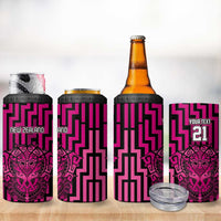 Custom Basketball New Zealand 4 in 1 Can Cooler Tumbler Pink Maori Ta Moko Indigenous LT9 - Polynesian Pride