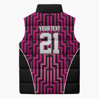 Custom Basketball New Zealand Sleeveless Puffer Jacket Pink Maori Ta Moko Indigenous - Polynesian Pride