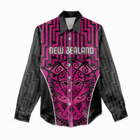 Custom Basketball New Zealand Women Casual Shirt Pink Maori Ta Moko Indigenous LT9 - Polynesian Pride