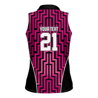 Custom Basketball New Zealand Women Sleeveless Polo Shirt Pink Maori Ta Moko Indigenous LT9 - Polynesian Pride