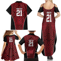 Custom Basketball New Zealand Family Matching Summer Maxi Dress and Hawaiian Shirt Red Maori Ta Moko Indigenous LT9 - Polynesian Pride