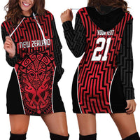 Custom Basketball New Zealand Hoodie Dress Red Maori Ta Moko Indigenous LT9 - Polynesian Pride