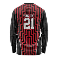 Custom Basketball New Zealand Long Sleeve Shirt Red Maori Ta Moko Indigenous - Polynesian Pride