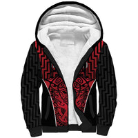 Custom Basketball New Zealand Sherpa Hoodie Red Maori Ta Moko Indigenous - Polynesian Pride