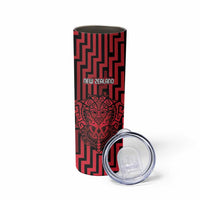 Custom Basketball New Zealand Skinny Tumbler Red Maori Ta Moko Indigenous LT9 - Polynesian Pride