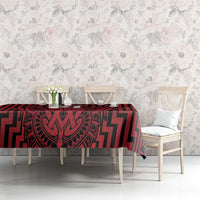 Custom Basketball New Zealand Tablecloth Red Maori Ta Moko Indigenous - Polynesian Pride