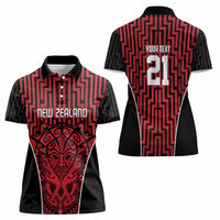Custom Basketball New Zealand Women Polo Shirt Red Maori Ta Moko Indigenous LT9 - Polynesian Pride