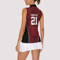 Custom Basketball New Zealand Women Sleeveless Polo Shirt Red Maori Ta Moko Indigenous LT9 - Polynesian Pride