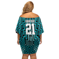 Custom Basketball New Zealand Family Matching Off Shoulder Short Dress and Hawaiian Shirt Teal Maori Ta Moko Indigenous LT9 - Polynesian Pride