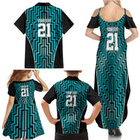 Custom Basketball New Zealand Family Matching Summer Maxi Dress and Hawaiian Shirt Teal Maori Ta Moko Indigenous LT9 - Polynesian Pride