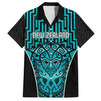 Custom Basketball New Zealand Family Matching Summer Maxi Dress and Hawaiian Shirt Teal Maori Ta Moko Indigenous LT9 Dad's Shirt - Short Sleeve Teal - Polynesian Pride
